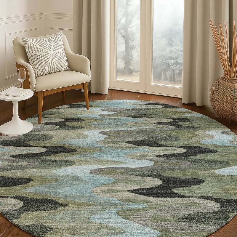 Machine Washable Indoor/ Outdoor Modern Mason Chantille Rug