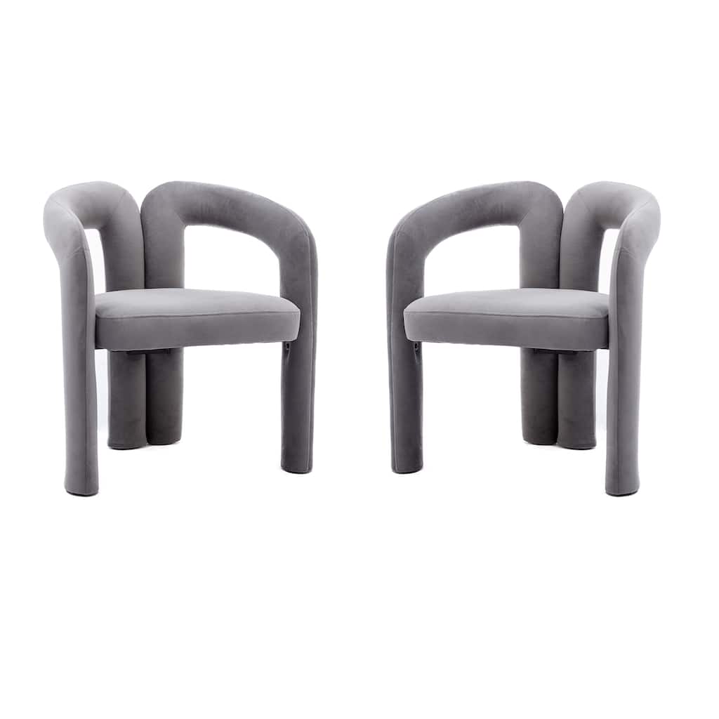 Gray 25.2" Accent Chair with Curved Backrest (Set of 2)