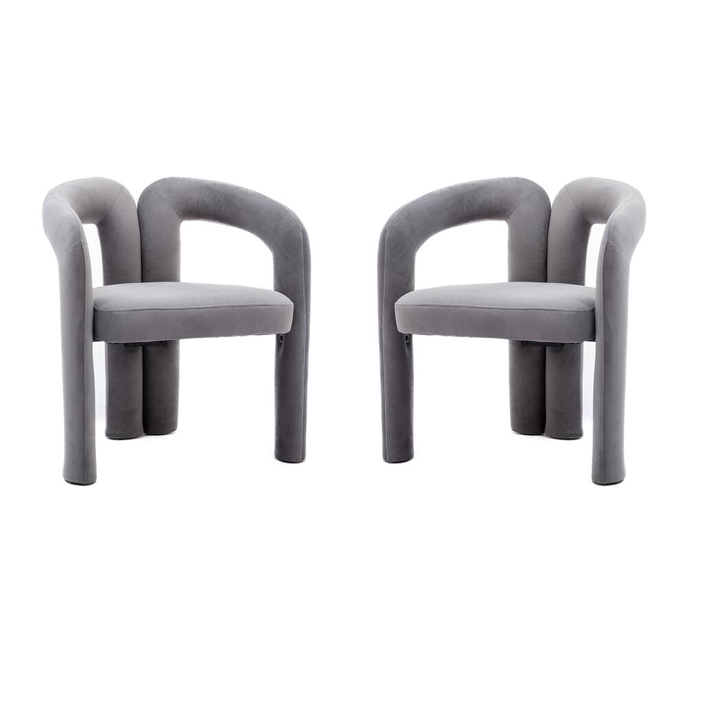 Grey Fabric Upholstered Accent Dining Chair for Living Room set of 2