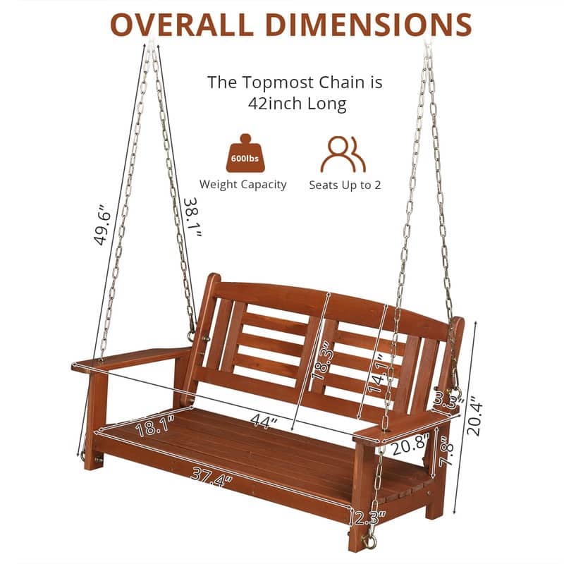 2-person Solid Wood Porch Swing