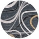 preview thumbnail 50 of 59, SAFAVIEH Odyssey Pirkko Mid-Century Modern Rug 6'7" Round - Black/Grey Gold - Round