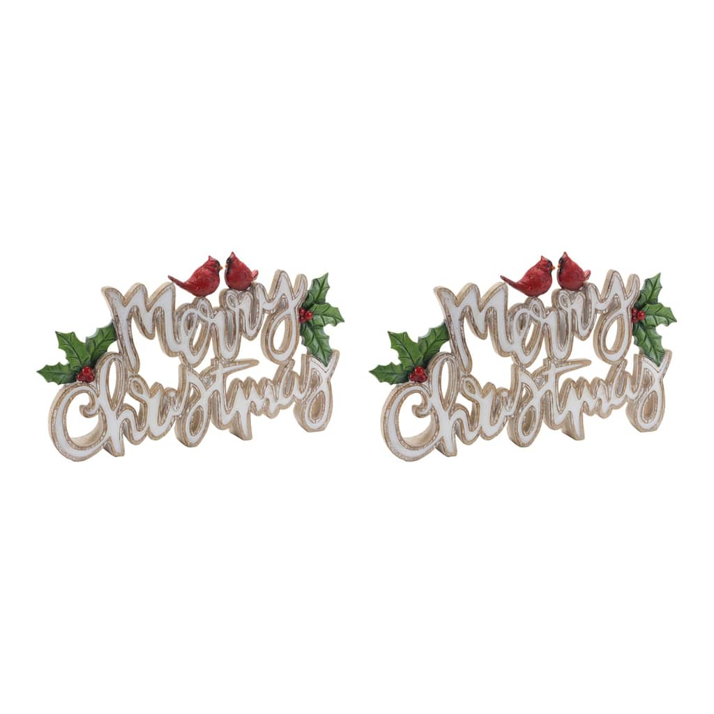 Set of 2 "Merry Christmas" Tabletop Word Signs 7.25"