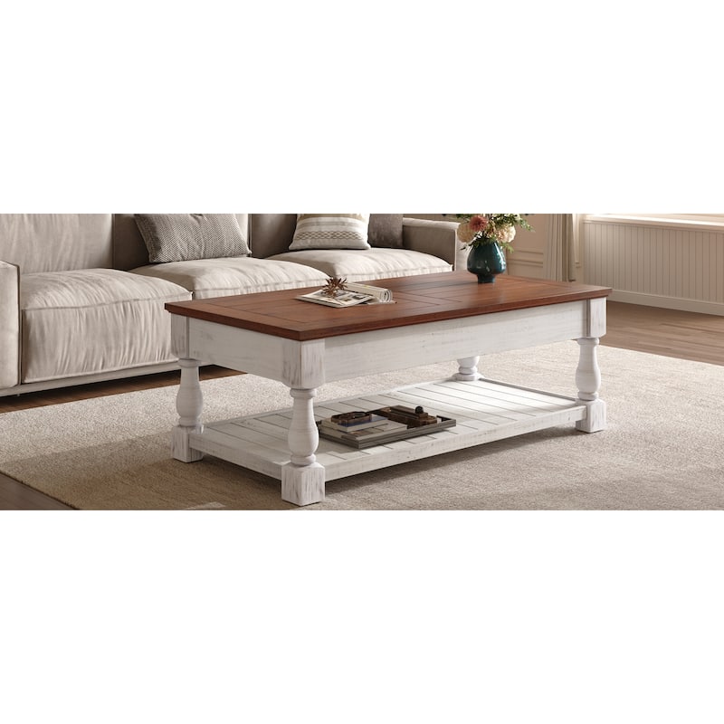 GDF Studio - Farmhouse Wooden Lift-Top Coffee Table with Storage