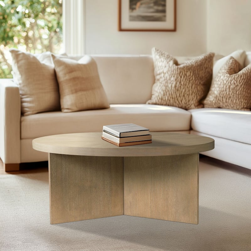 Martha Stewart Sadie Brown Round Coffee table - Beige