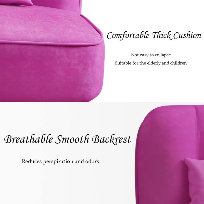 Two Pillows Velvet Upholstered Metal Loveseat