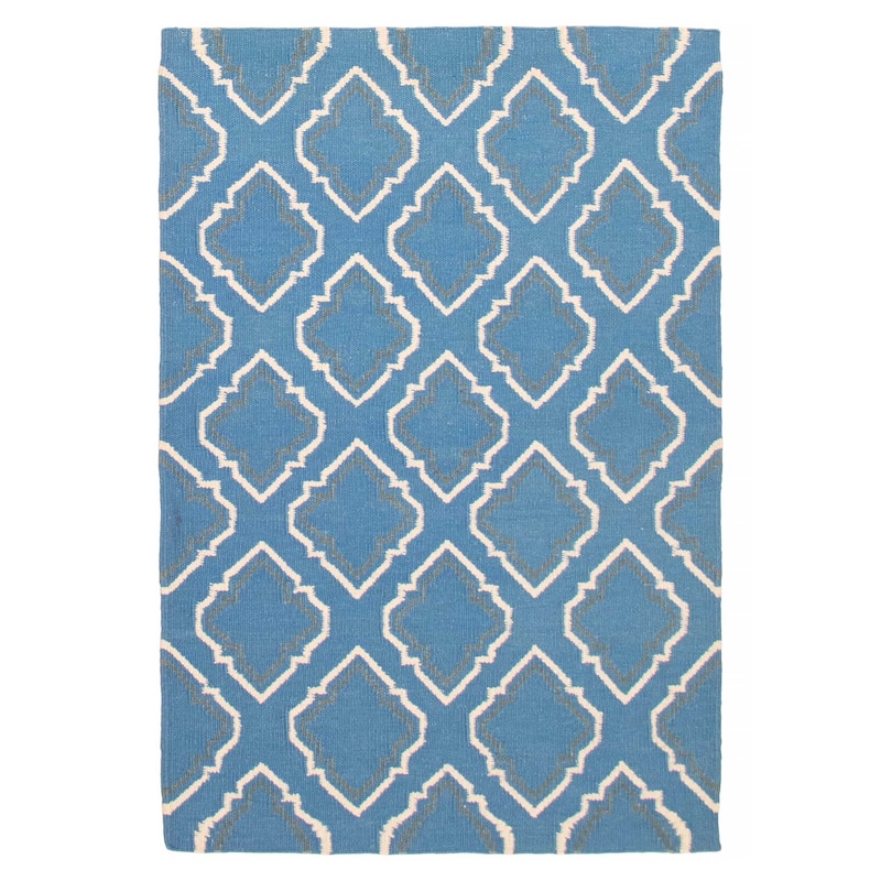 Ankara Blue Kilim 5'3" x 7'10" - 5'3 x 7'10 - Blue - 5'3 x 7'10