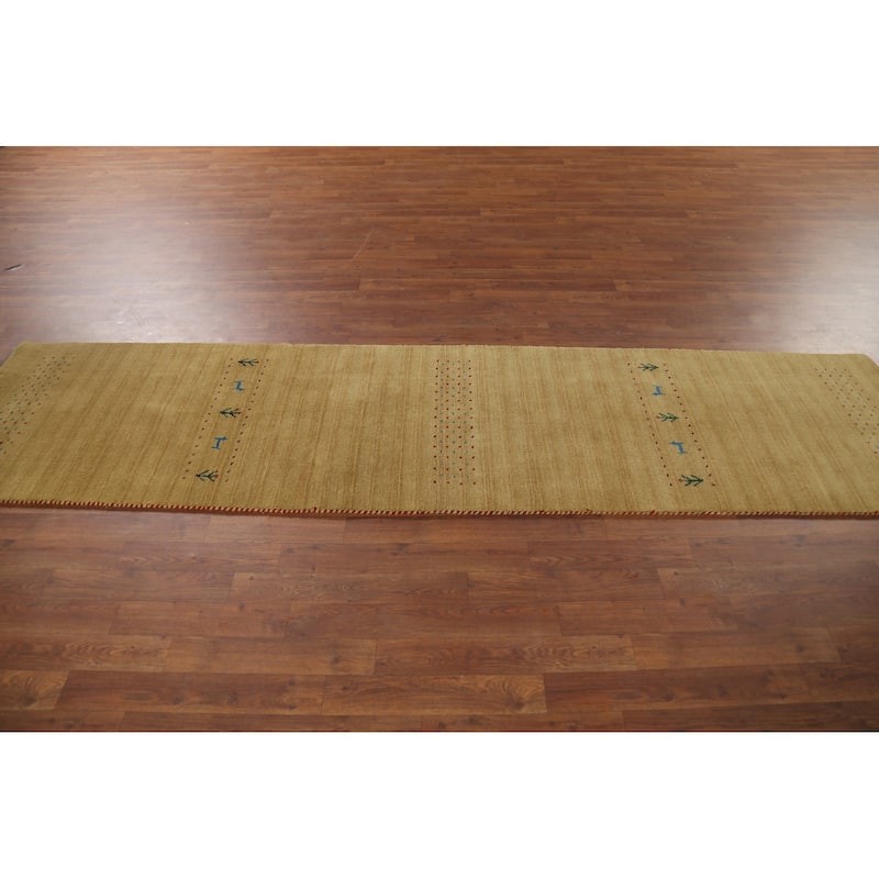 Tribal Yellow Gabbeh Indian Runner Rug Handmade Wool Carpet - 2'4"x 9'9"