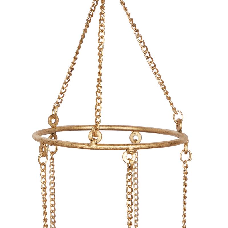 Gold Metal Handmade Indoor Outdoor Windchime with Glass Beads and Cone Bells