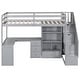 preview thumbnail 6 of 16, Loft Bed with L-Shaped Desk and Drawers Twin Size Kids Bed with Cabinet and Storage Staircase Kids Furniture, Gray