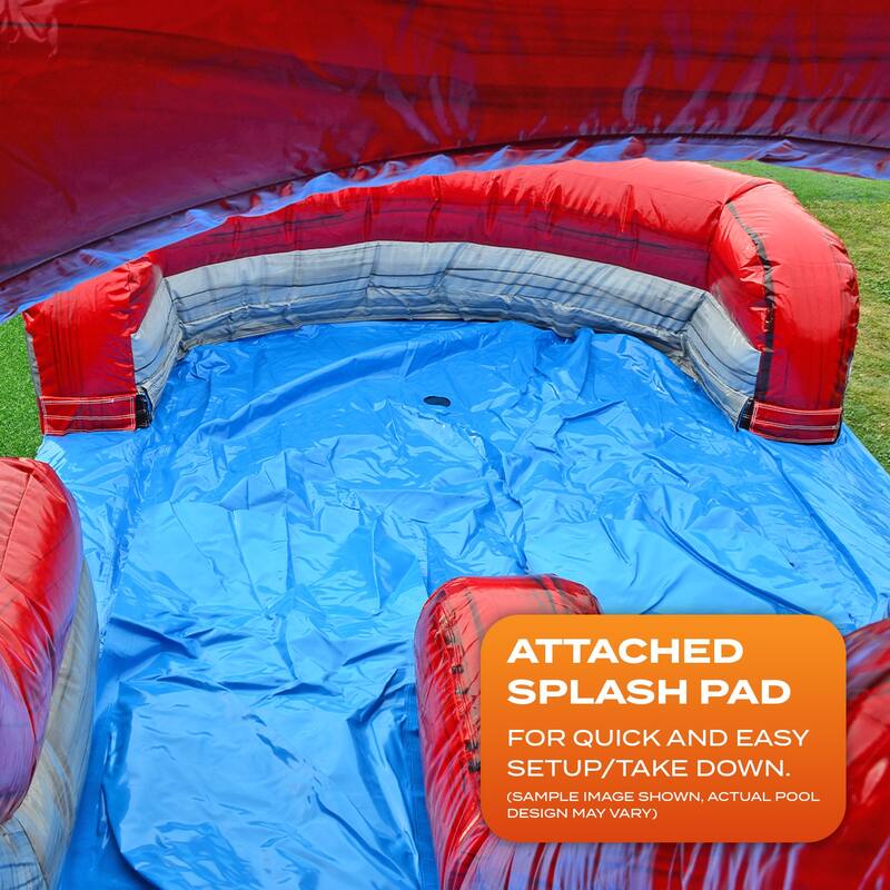 JumpOrange Dolphin Splash 14 ft Commercial-Grade Inflatable Water Slide Combo with Deep Pool & Air Blower - Kids - Grey