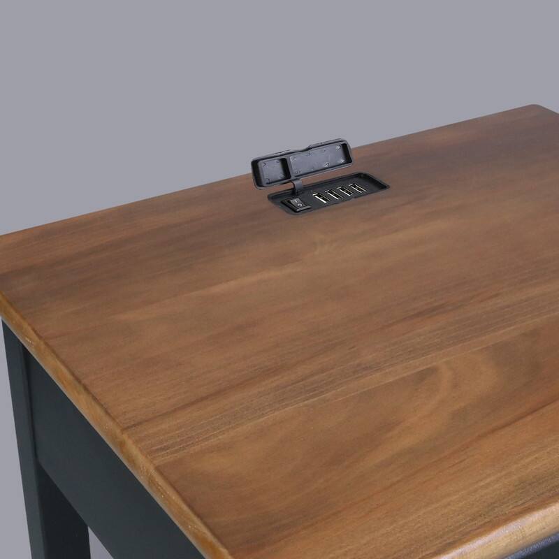 Night Owl 1-drawer Solid Wood Nightstand with USB Ports