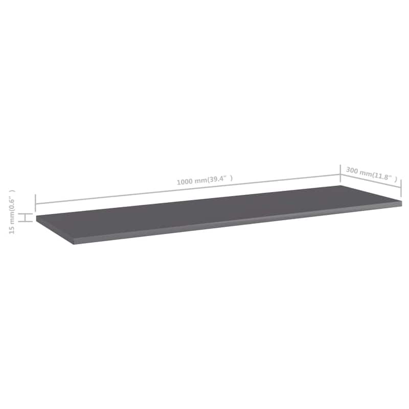 vidaXL Bookshelf Boards 8 pcs High Gloss Gray 39.4"x11.8"x0.6" Chipboard