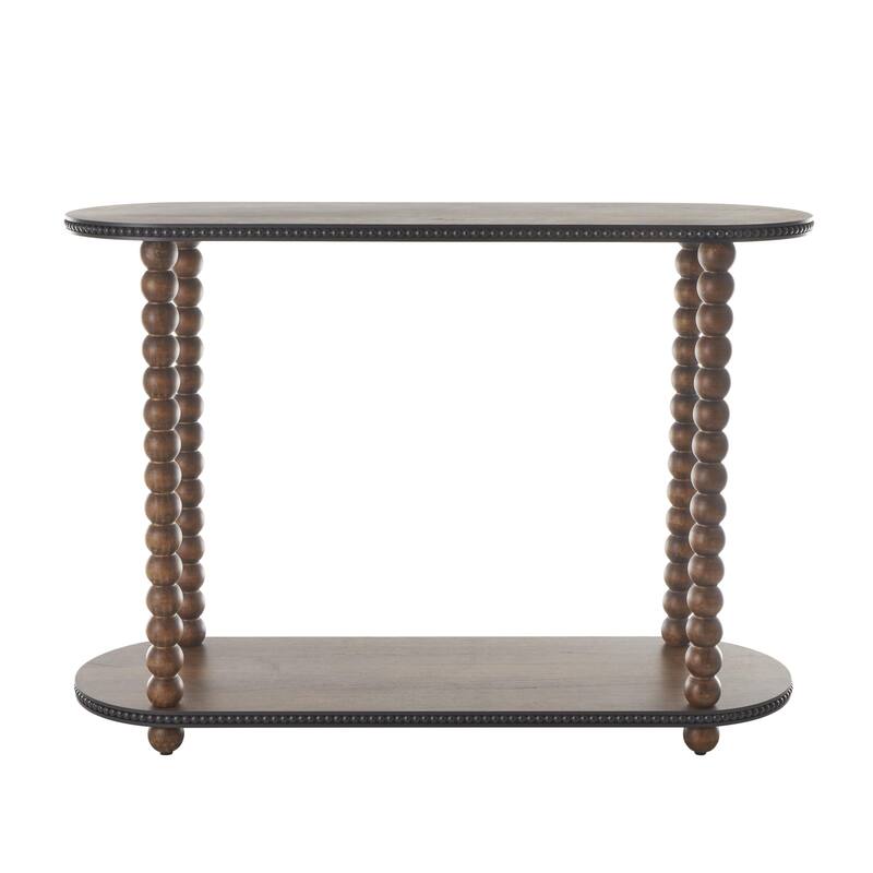 Wood Oval Spindle Console Table with Beaded Edges - Brown - Roche River Decor
