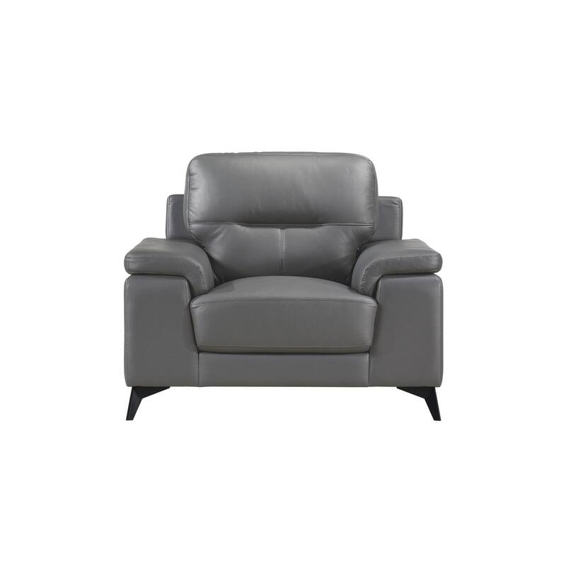 Roxine Dark-Gray Top Grain Leather Living Room Set