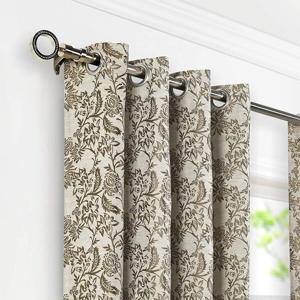Deco Window 1 Inch Adjustable Nickel Curtain Rod with Round Finials & Brackets Set. Opens flyout.