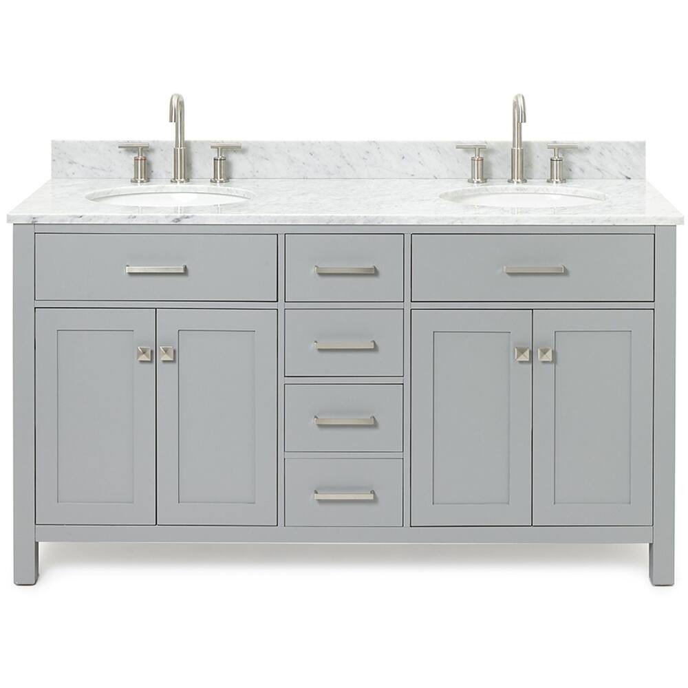 Ariel H061DCW2OVO Bristol 61" Free Standing Double Oval Basin Vanity