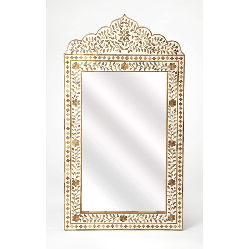 Butler Vivienne Wood & Bone Inlay Mirror - Light Brown