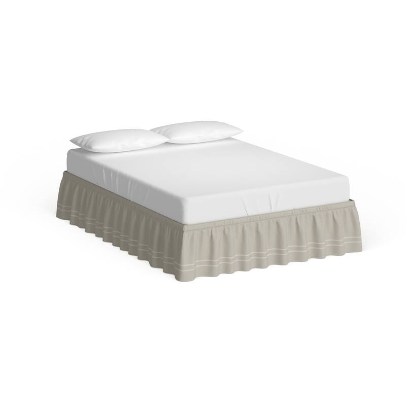 Copper Grove Barron River Easy Fit Adjustable Baratta Stitch Embroidered 18-inch Drop Bed Skirt