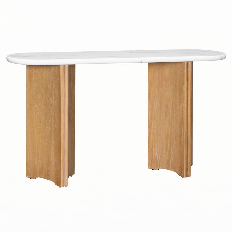 Narrow Console Table, Entryway Table,Natural+White