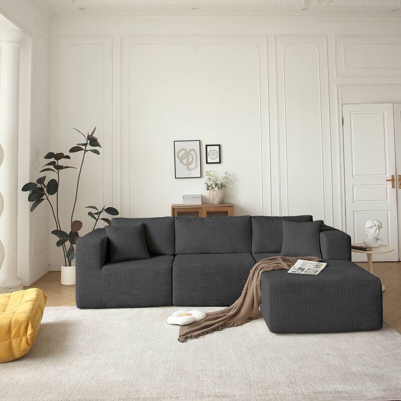 Modern L Shape Sectional Sofa with Reversible Chaise Cushions for Living Room and Guest Room Right , No Assembly - Grey