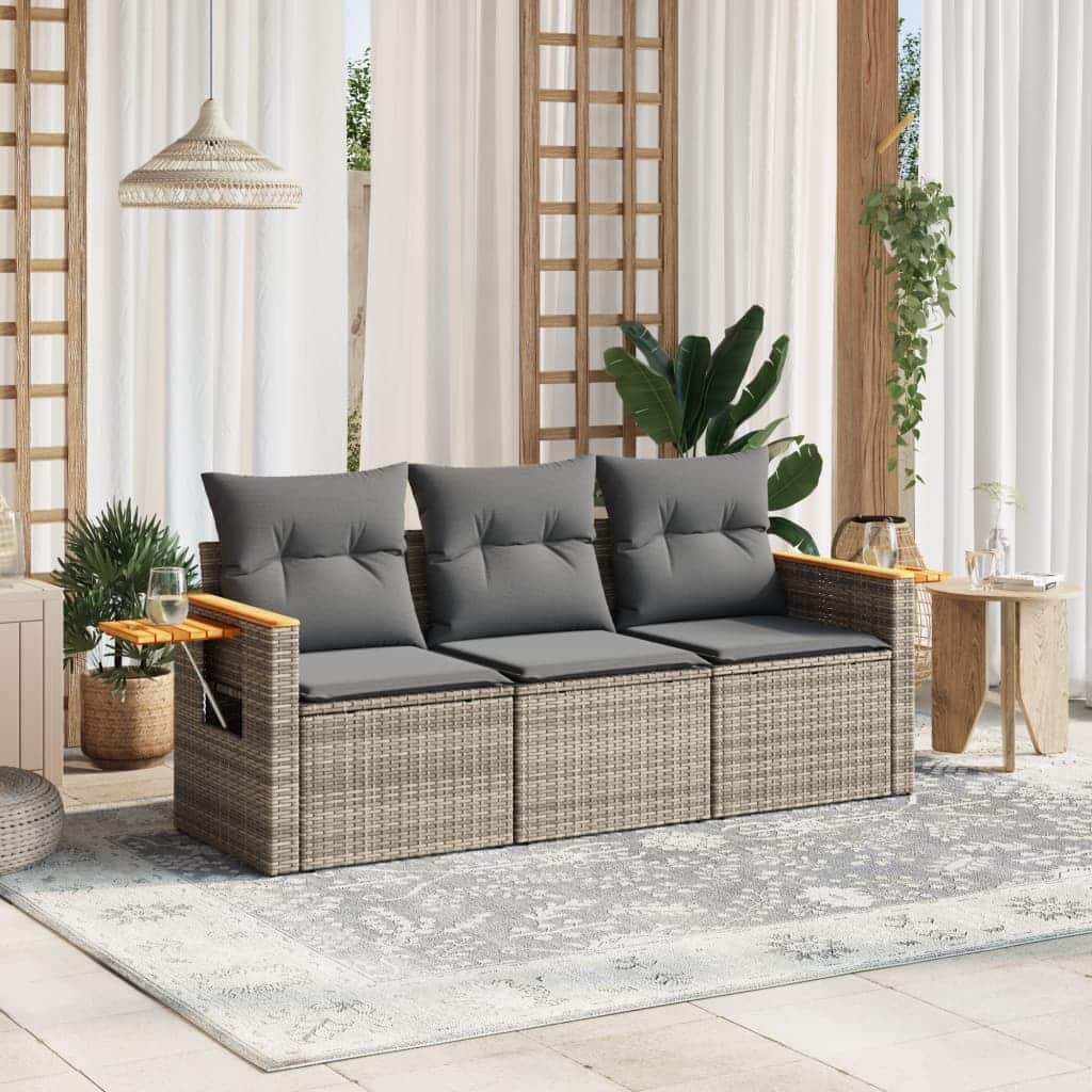 vidaXL Garden Sofa Set Grey, Dark grey - 24.4 x 33.5 x 27.2