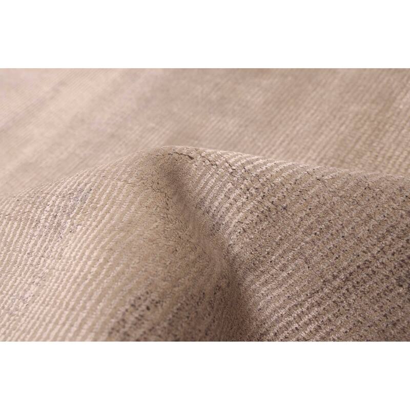 ECARPETGALLERY Hand Loomed Loreto Light Grey Viscose, Wool Rug - 5'3 x 7'5