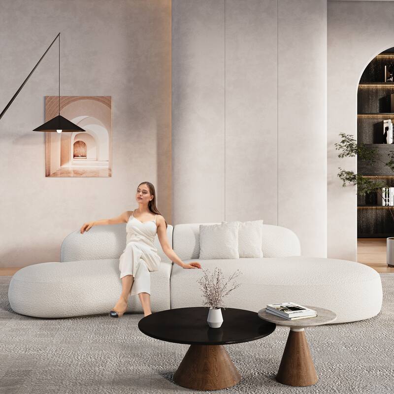 135" Modern Boucle White Armless Sofa Couch for Living Room