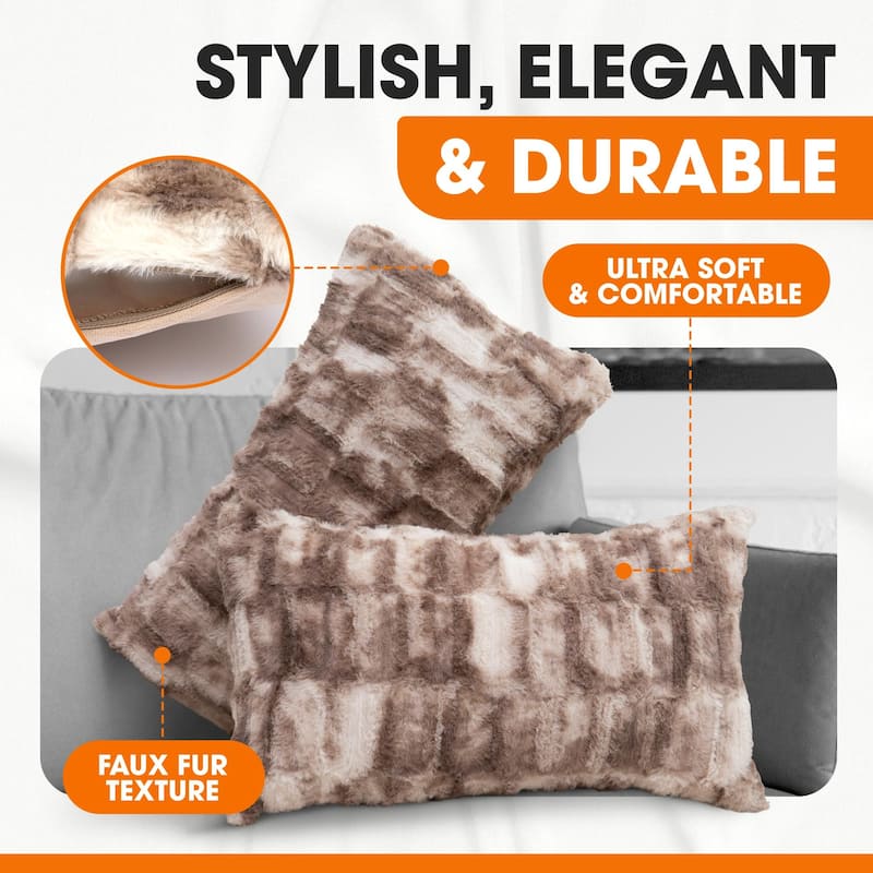 Cheer Collection Set of 2 Decorative Faux Fur Throw Pillow