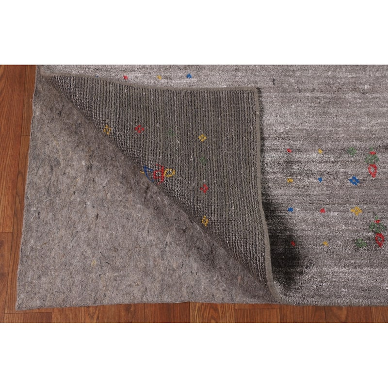 Gray Gabbeh Indian Area Rug Handmade Silk Carpet - 5'2"x 8'2"