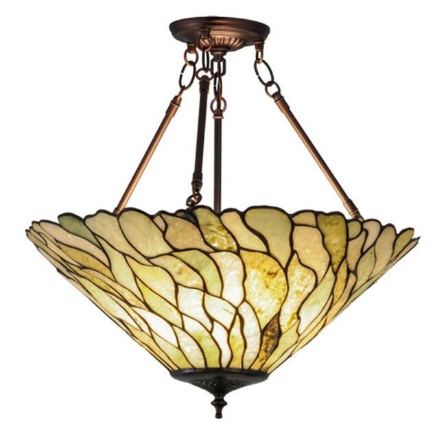 Meyda Tiffany 158688 Willow Jadestone 3 Light 20" Wide Pendant - Mahogany Bronze