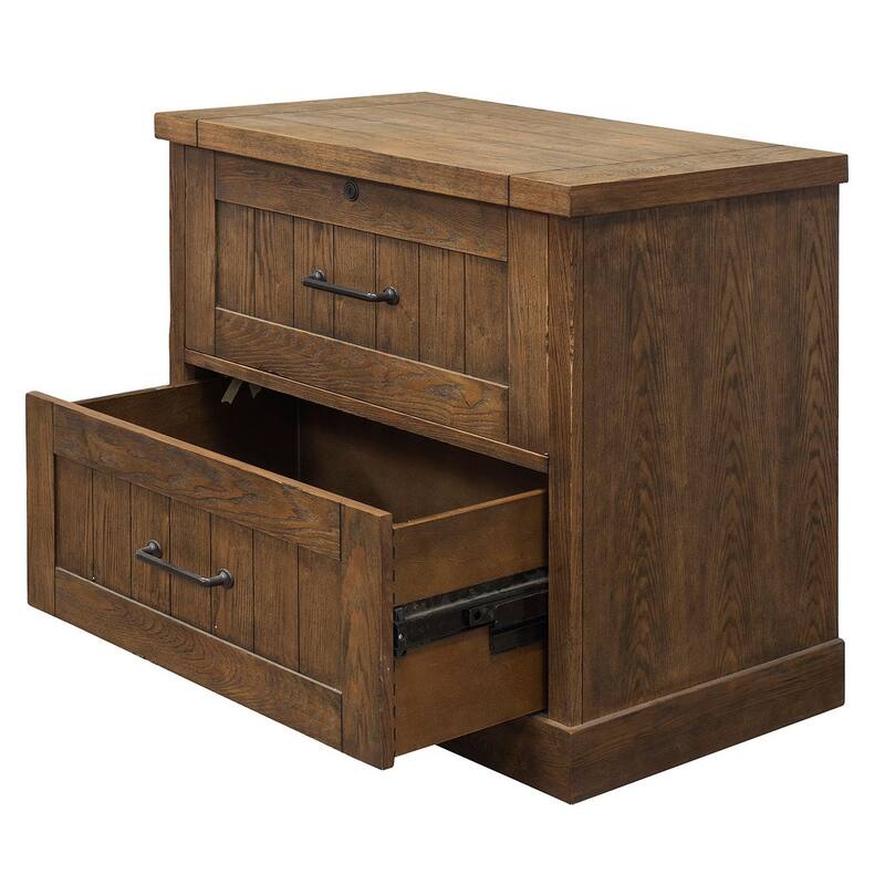 Rustic Lateral File With Locking Legal/Letter File Drawer, Brown