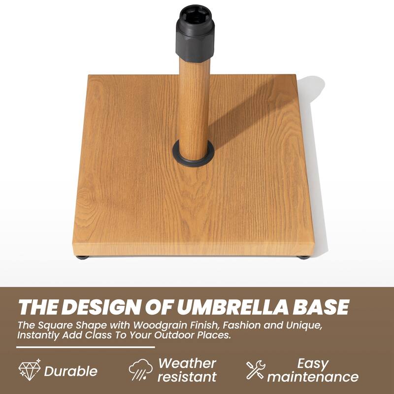 Outdoor Market Umbrella Base Holder Square Concrete / Cement Metal w/Wheels