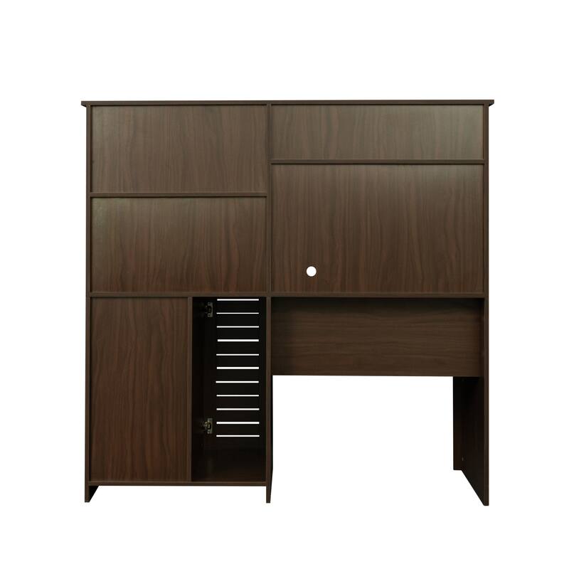 Spacious Home Office Computer Desk with Hutch, 2-Tier Shelf & 3 Drawers