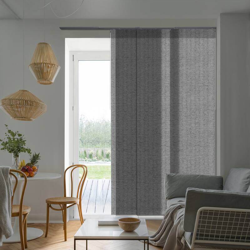 GoDear Design Natural Woven Adjustable Sliding Panel Track Blinds, Vertical Blinds, City Series, 45.8"- 86" W x 96" L