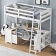 preview thumbnail 21 of 34, Wood Loft Bed with U-haped Desk, Kids Lofa Bed Frame with Storage Shelves, Drawers, Ladder, Guardrails