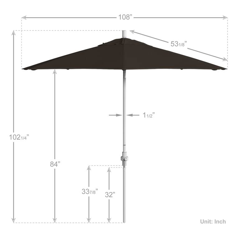 California Umbrella 9' Rd. Aluminum/Fiberglass Rib Patio Umb, Deluxe Crank Lift/Collar Tilt, White Finish, Pacifica Fabric