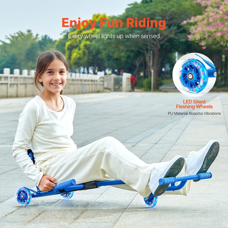 Ride on Scooter Zig-Zag Motion Drift Cart with Comfortable Handle and Steel Frame Ideal for Kids - 37.8” x 17.3” x 11.2”