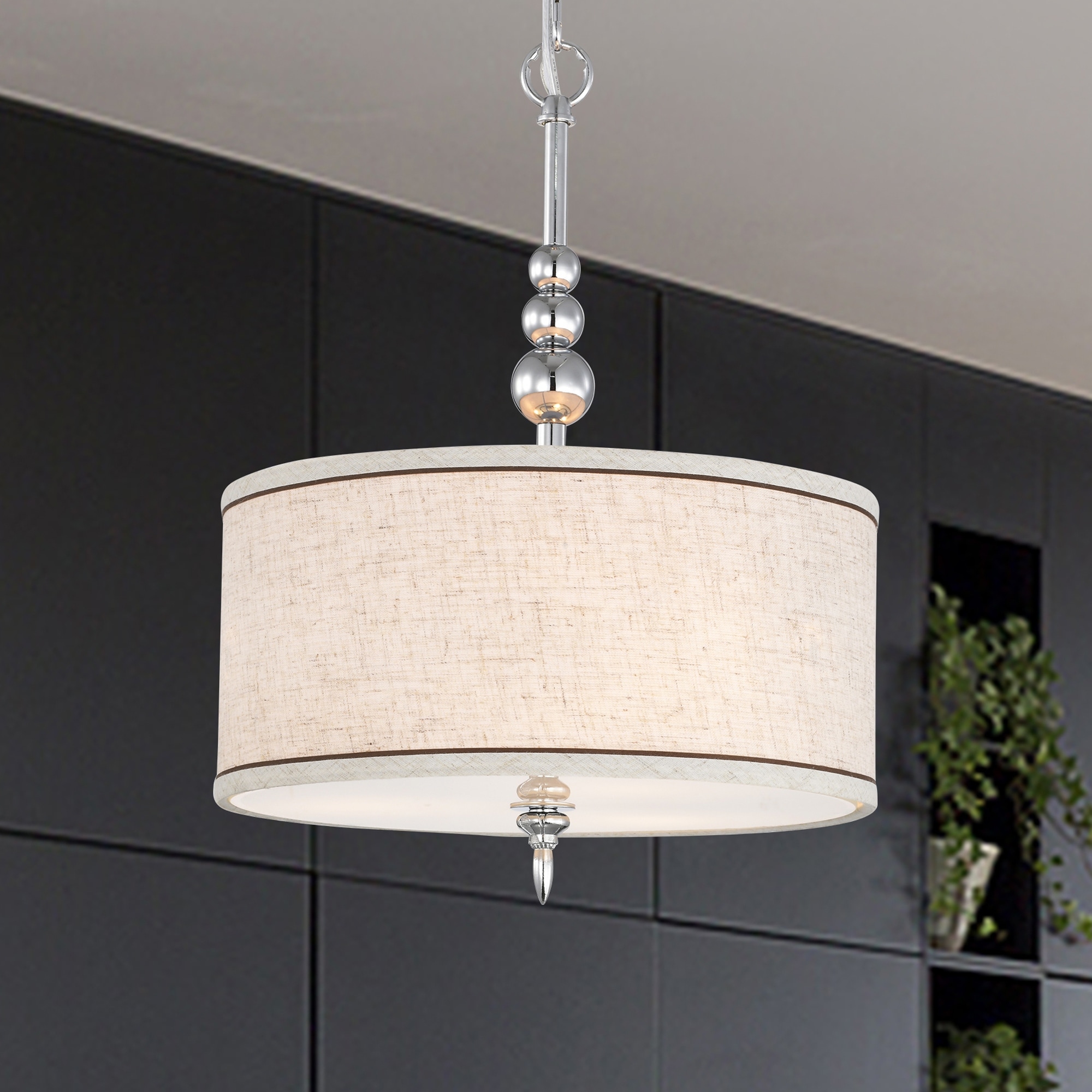 Light Linen Shade Pendant Light 
