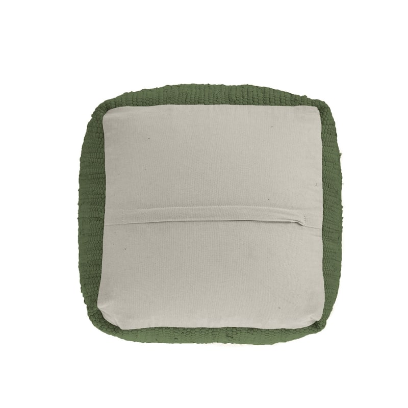 HomeRoots 18" Dark Gray And Natural Cotton And Jute Cube Pouf Ottoman