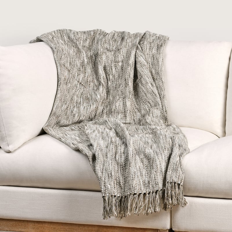 Villa by Classic Home Sharma 100% Cotton Linen 50x70 Throw Blanket - Beige