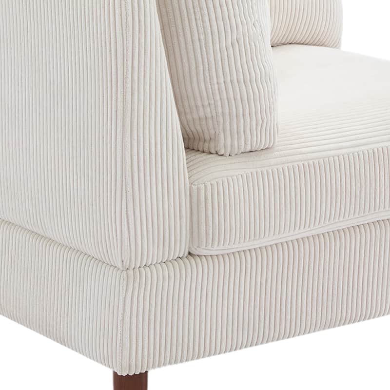 Corduroy Accent Chair with Ottoman Modular Couch Sectional Sofa