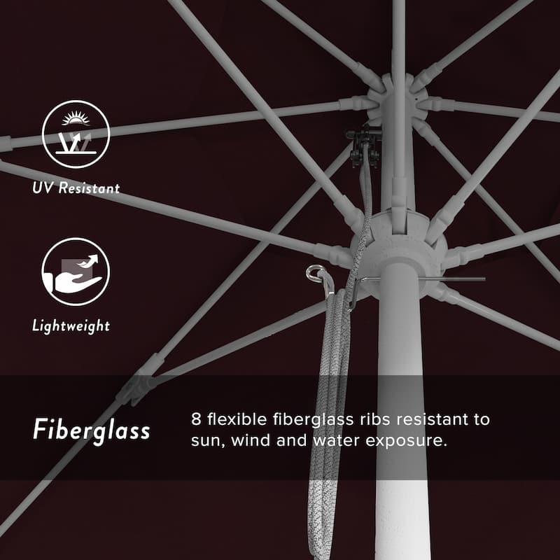 California Umbrella 11' Venture Series Patio Umbrella, White Aluminum Pole Fiberglass Ribs Pulley Lift Pacifica