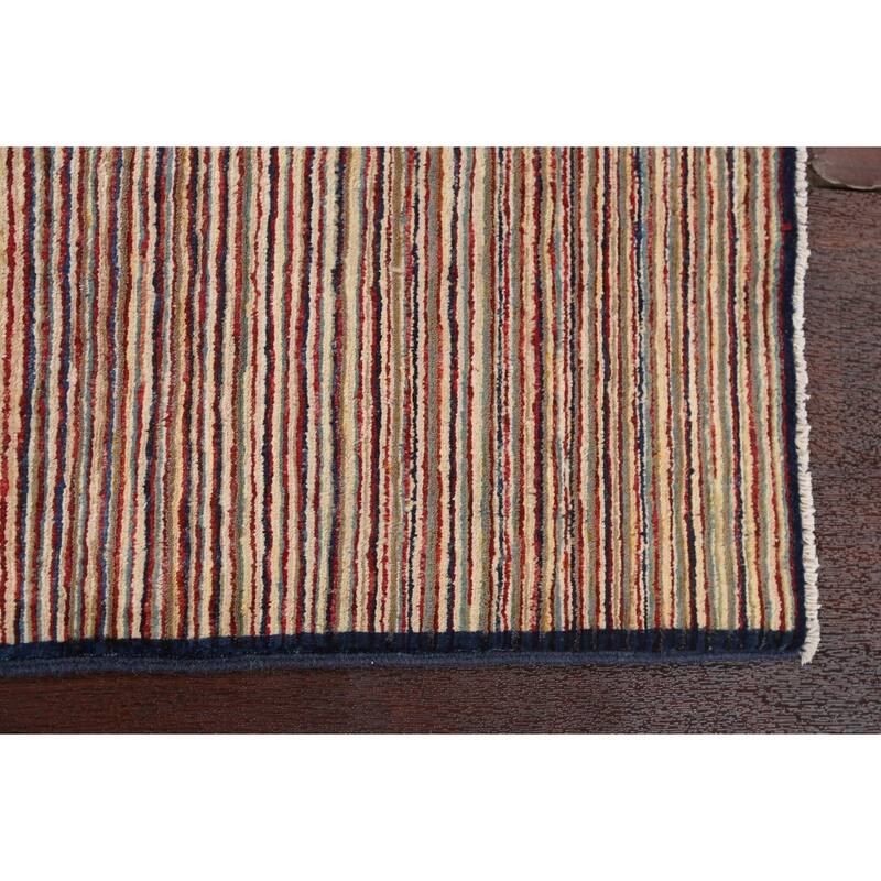 Modern Striped Gabbeh Kashkoli Oriental Wool Area Rug Handmade Carpet - 2'9" x 3'10"