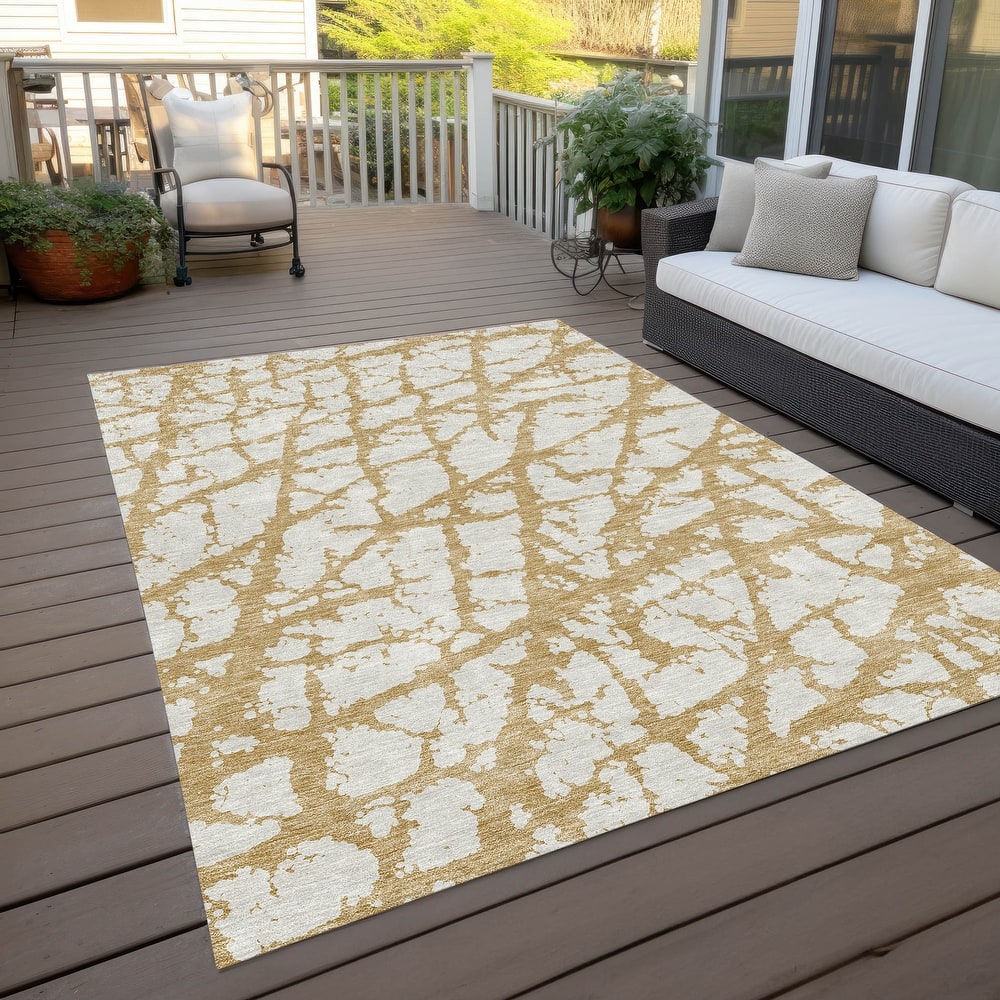 Machine Washable Indoor/ Outdoor Abstract Contemporary Chantille Rug