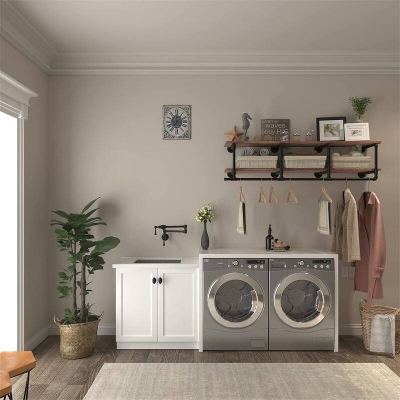 60In Industrial Pipe Clothing Rack with Top Shelf
