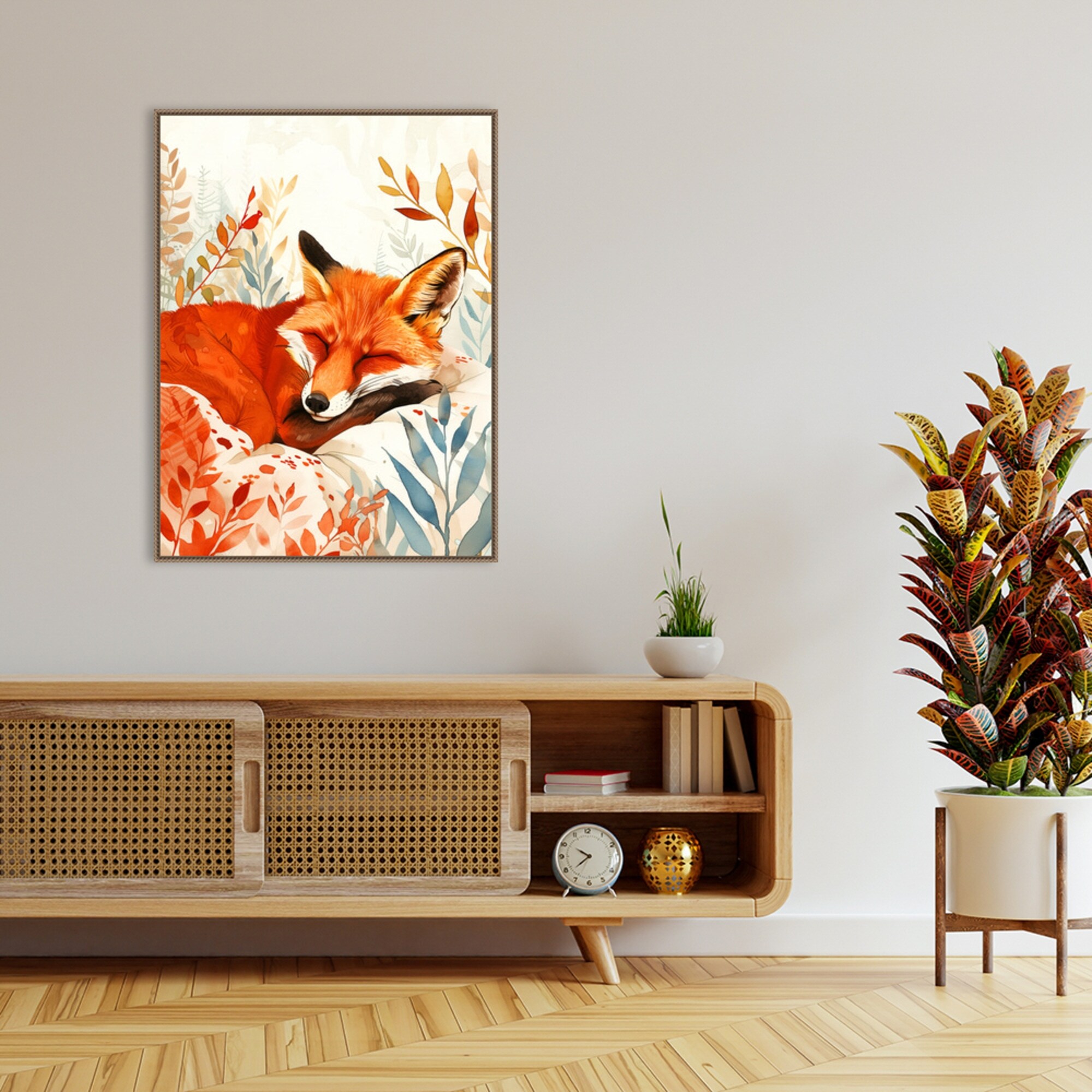 Napping Fox by Justyna Jaszke Framed Canvas Wall Art - On Sale