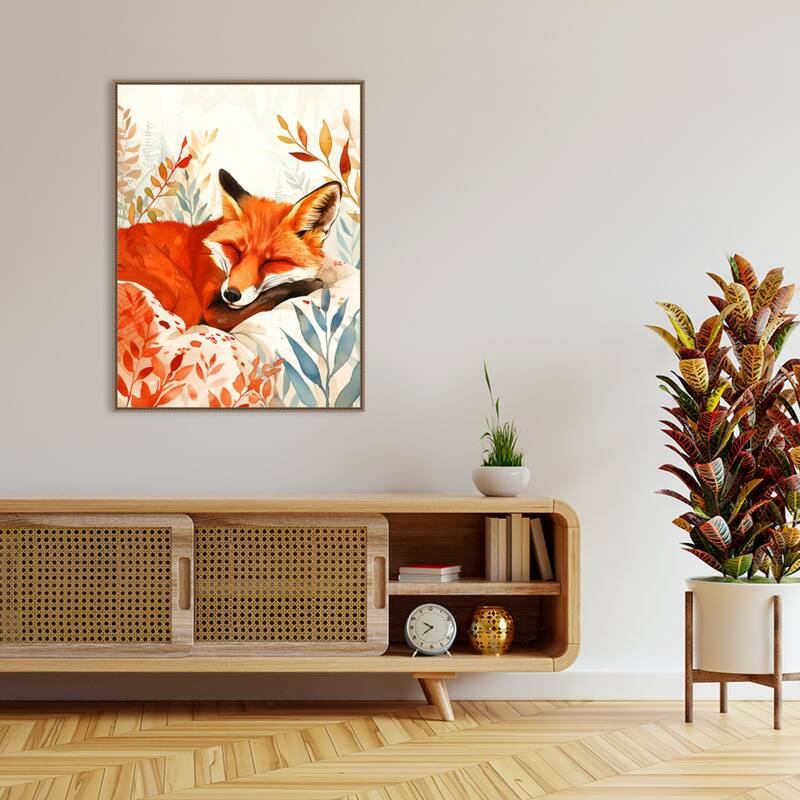 Napping Fox by Justyna Jaszke Framed Canvas Wall Art