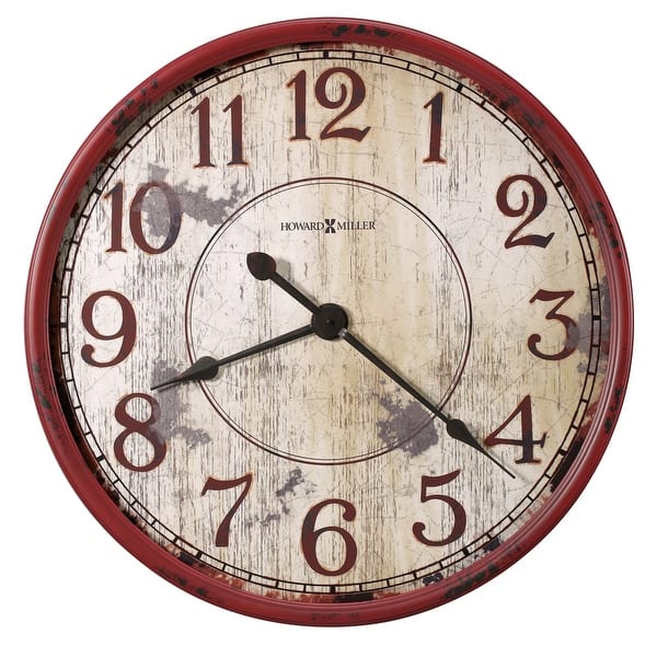 slide 1 of 1, Howard Miller Back 40 Red 32-Inch Oversized Farmhouse Wall Clock