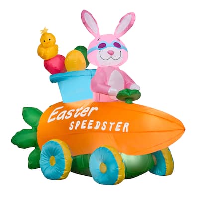 54" Inflatable Bunny in Easter Speedster - 54 in