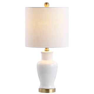 JONATHAN Y Juliana Traditional Classic Chinoiserie Ceramic 22.25-in Brass Gold LED Rotary Socket Table Lamp With Linen Shade JYL3085A At